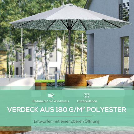 Großer grüner Sonnenschirm mit Metallstange - Ø292 cm