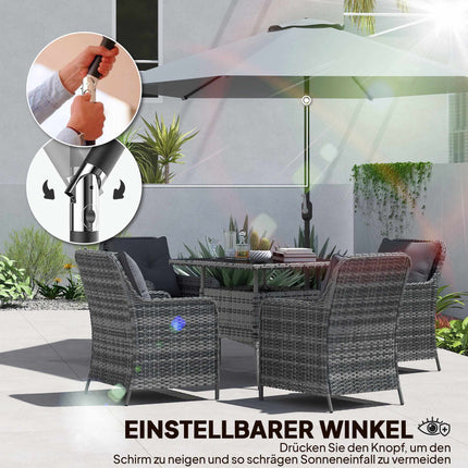 Patio Umbrella 2.95m with Tilt, UPF30+ Polyester