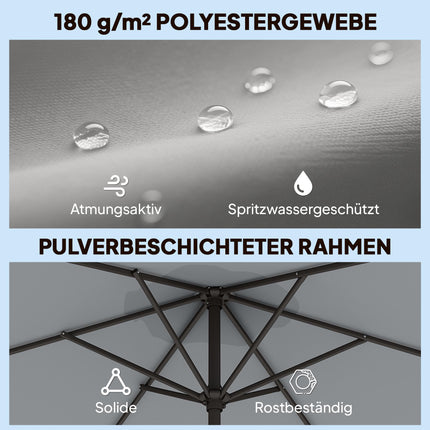 Patio Umbrella 2.95m with Tilt, UPF30+ Polyester