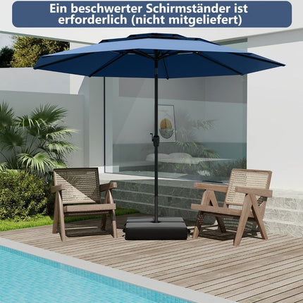 Sonnenschirm 300cm, knickbar, Kurbel, Marineblau