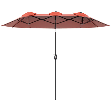 Zahradní slunečník, nastavitelný, červená, 295 x 152 cm, polyester