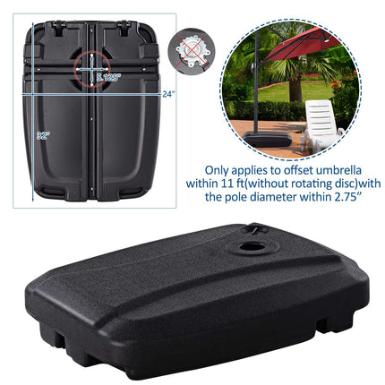 Sonnenschirmständer, 60L Wasser-Sand-Befüllung, Rollbar