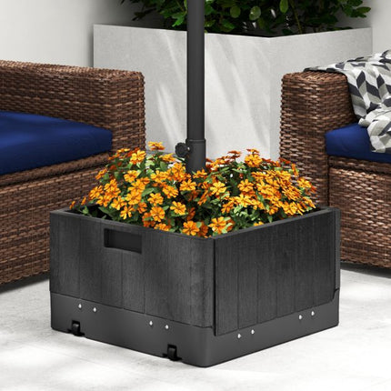 Patio Umbrella Base With Planter, Tray, Weighted Bag