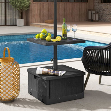 Patio Umbrella Base With Planter, Tray, Weighted Bag