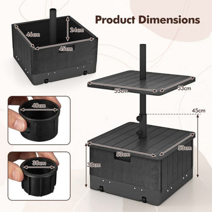 Patio Umbrella Base With Planter, Tray, Weighted Bag
