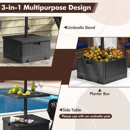Patio Umbrella Base With Planter, Tray, Weighted Bag