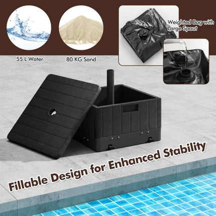 Patio Umbrella Base With Planter, Tray, Weighted Bag