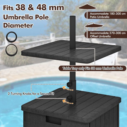 Patio Umbrella Base With Planter, Tray, Weighted Bag
