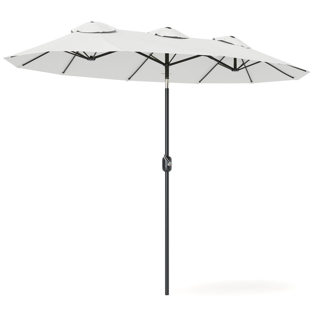 Terrassenschirm, neigbar, Handkurbel, 295 x 152 cm, Creme