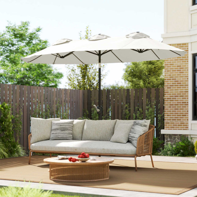 Terrassenschirm, neigbar, Handkurbel, 295 x 152 cm, Creme