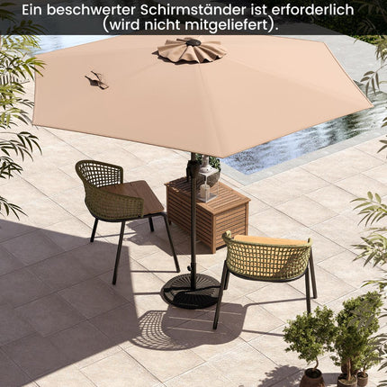 Sonnenschirm mit Kurbel, Kippfunktion, 230 cm, Beige