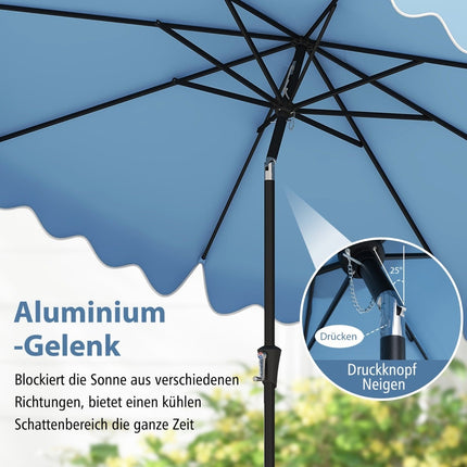 Patio Umbrella with Crank, Tilt & Vent, 280cm, Blue
