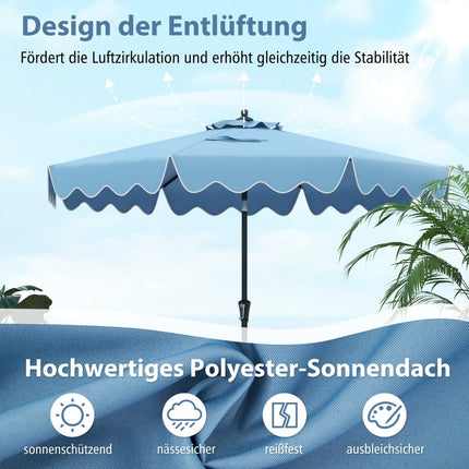 Patio Umbrella with Crank, Tilt & Vent, 280cm, Blue