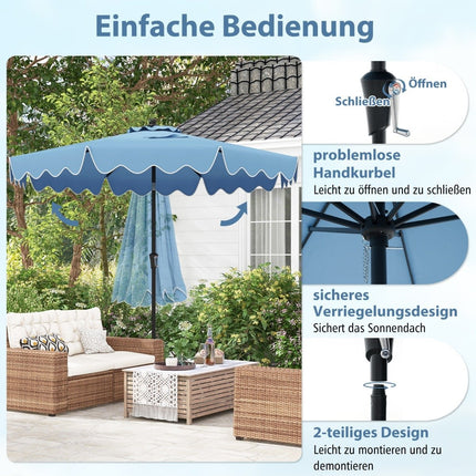 Patio Umbrella with Crank, Tilt & Vent, 280cm, Blue