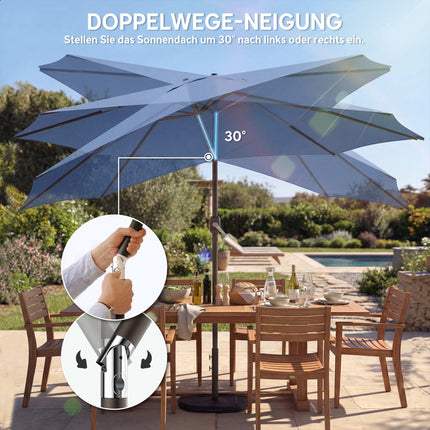 Sonnenschirm mit Sandsackgewichten, doppelter Neigungsfunktion, UV-Schutz