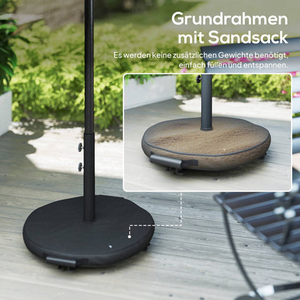 Sonnenschirm mit Sandsackgewichten, UV-Schutz, Creme