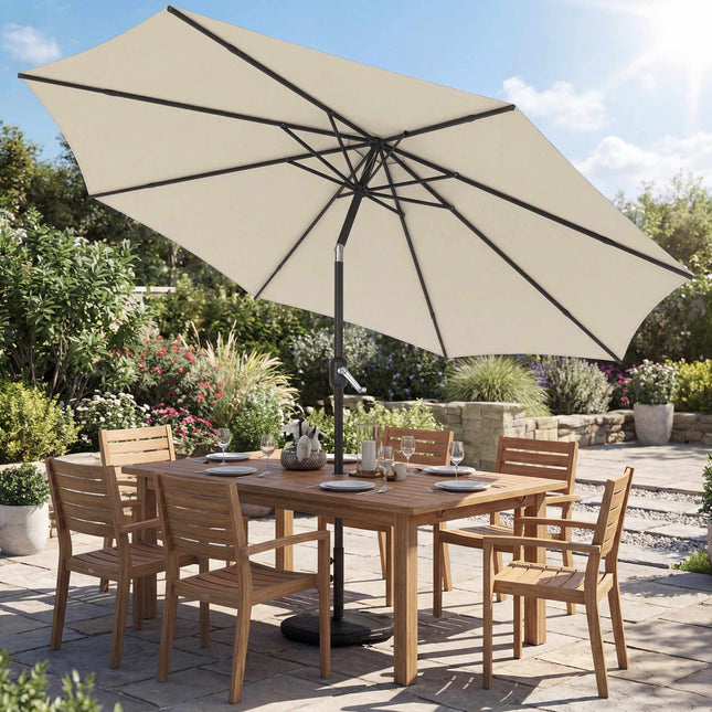 Sonnenschirm mit Sandsackgewichten, UV-Schutz, Creme