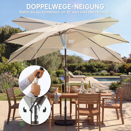 Sonnenschirm mit Sandsackgewichten, UV-Schutz, Creme
