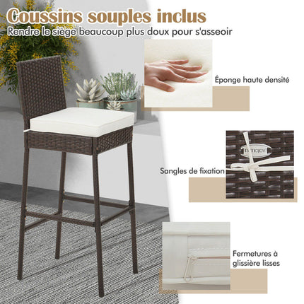 Terrassen-Rattanhocker, gepolstert, 2er-Set, 76 cm