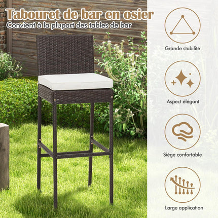 Terrassen-Rattanhocker, gepolstert, 2er-Set, 76 cm