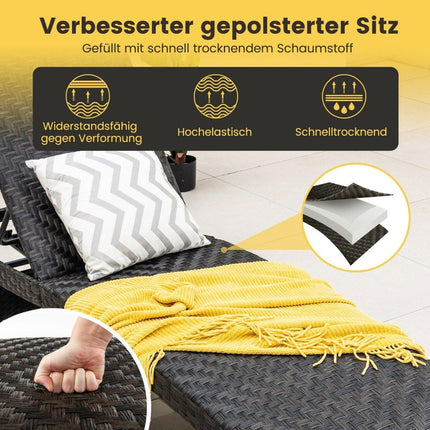 Patio ligstoel rotan ligstoel met 5-voudig verstelbare rugleuning 195 x 61 x 38-97 cm mix bruin