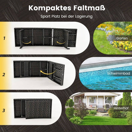 Patio ligstoel rotan ligstoel met 5-voudig verstelbare rugleuning 195 x 61 x 38-97 cm mix bruin