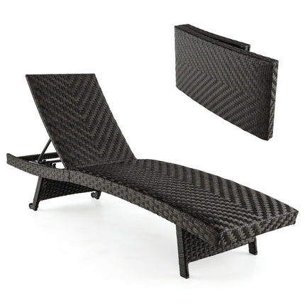 Patio ligstoel rotan ligstoel met 5-voudig verstelbare rugleuning 195 x 61 x 38-97 cm mix bruin