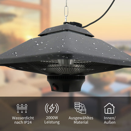 Terrassenstrahler mit Fernbedienung & LED, 2000W, kompakte Größe