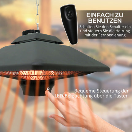 Terrassenstrahler mit Fernbedienung & LED, 2000W, kompakte Größe