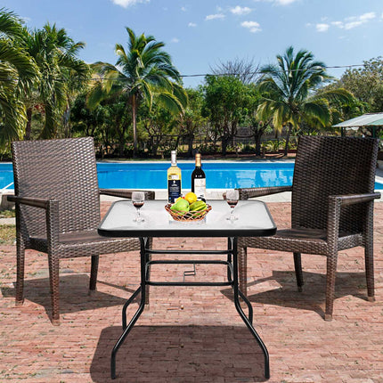 Terrassentisch Rechteckiger Couchtisch mit Tischplatte Bistrotisch Gartentisch Glastisch Schwarz