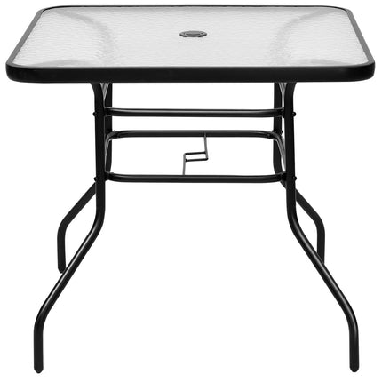 Terrassentisch Rechteckiger Couchtisch mit Tischplatte Bistrotisch Gartentisch Glastisch Schwarz