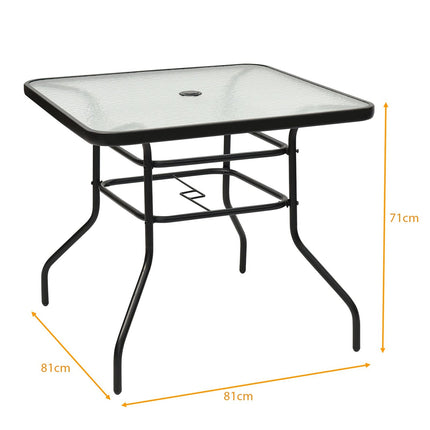 Terrassentisch Rechteckiger Couchtisch mit Tischplatte Bistrotisch Gartentisch Glastisch Schwarz
