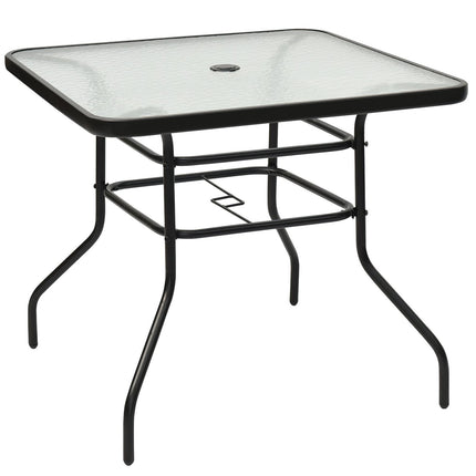 Terrassentisch Rechteckiger Couchtisch mit Tischplatte Bistrotisch Gartentisch Glastisch Schwarz