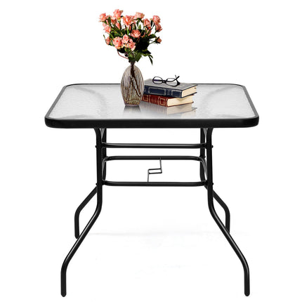 Terrassentisch Rechteckiger Couchtisch mit Tischplatte Bistrotisch Gartentisch Glastisch Schwarz