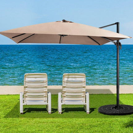 Terrassenschirm mit 3 Neigungseinstellungen für Garten, Terrasse, 300 x 300 x 273 cm, Kaffeebraun