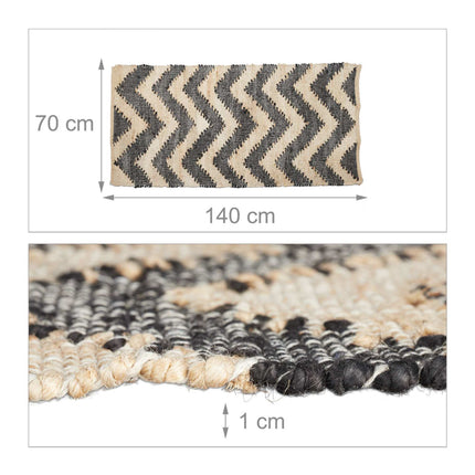 Tapis en jute à motifs 70 x 140 cm