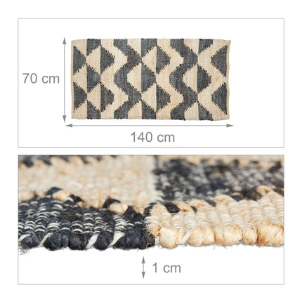 Tapis en jute à motifs 70 x 140 cm
