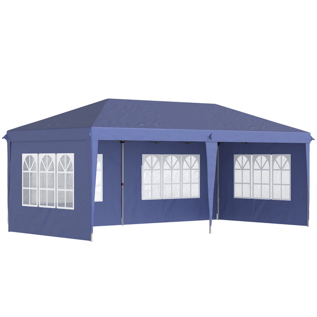 Großes Pop-up-Partyzelt mit UV-Schutz, blau, 2,95 x 5,85 m