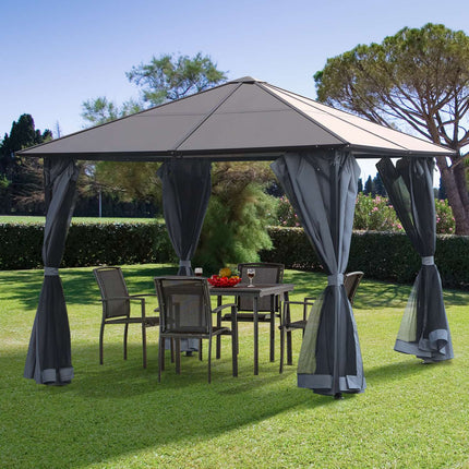 3x3m Aluminium Gartenpavillon, dunkelgrau, PC-Dach