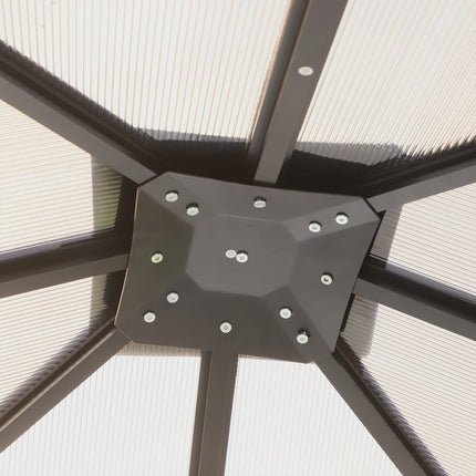 3x3m Aluminium Gartenpavillon, dunkelgrau, PC-Dach