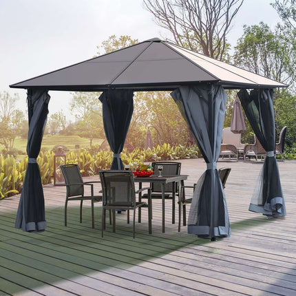 3x3m Aluminium Gartenpavillon, dunkelgrau, PC-Dach