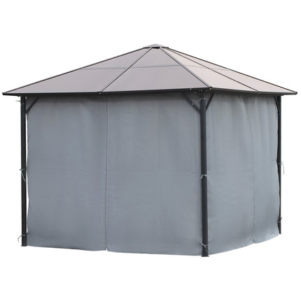 3x3m Aluminium Gartenpavillon, dunkelgrau, PC-Dach
