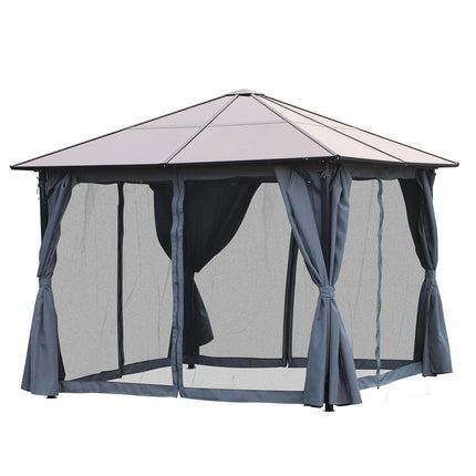 3x3m Aluminium Gartenpavillon, dunkelgrau, PC-Dach