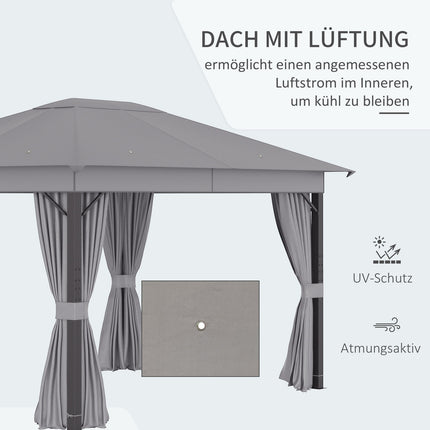 Gartenzelt – 4x3m, grau, Aluminiumgestell