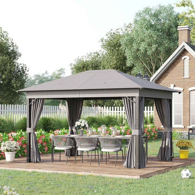 Gartenzelt – 4x3m, grau, Aluminiumgestell