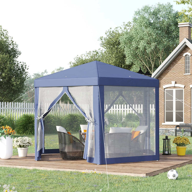 Sechseckiger Gartenpavillon mit Moskitonetz – blau, 195x250x250 cm