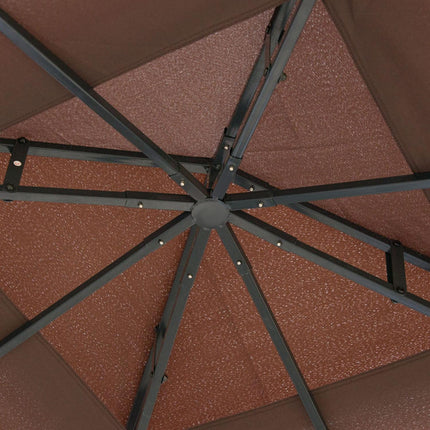 Pavillon de jardin avec moustiquaires et parois latérales, tente de réception à double toit, chapiteau de jardin 2,97 x 2,97 m