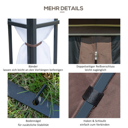 Pavillon de jardin avec moustiquaires et parois latérales, tente de réception à double toit, chapiteau de jardin 2,97 x 2,97 m