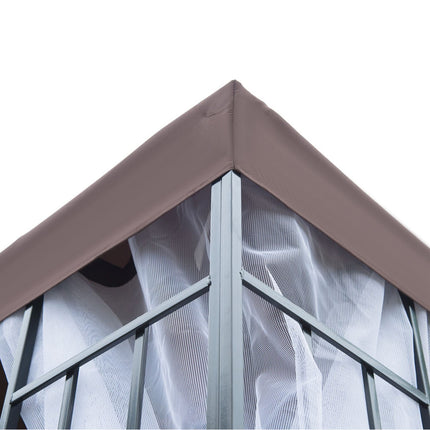 Pavillon de jardin avec moustiquaires et parois latérales, tente de réception à double toit, chapiteau de jardin 2,97 x 2,97 m