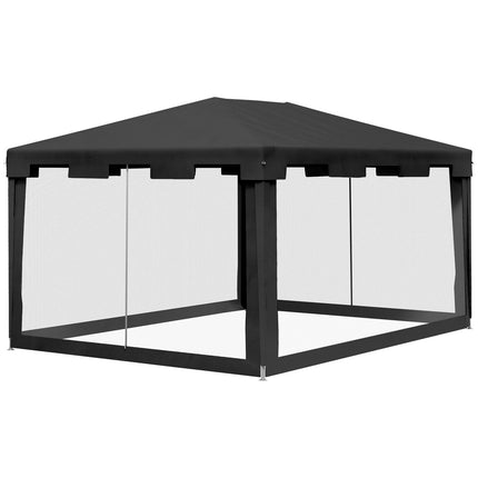 Outdoor-Pavillon-Partyzelt mit Netzseitenwänden, 4x3m, dunkelgrau